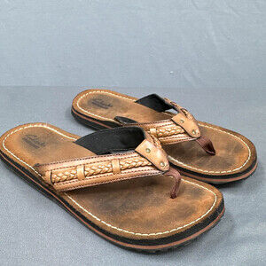 Clarks Fenner Nerice Flip Flop 9 Honey Leather Braided Thong Sandal Boho Beachy